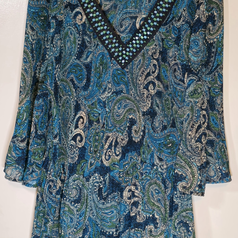 Catherines Blue and Black Embellished 3/4 Sleeve Tunic
